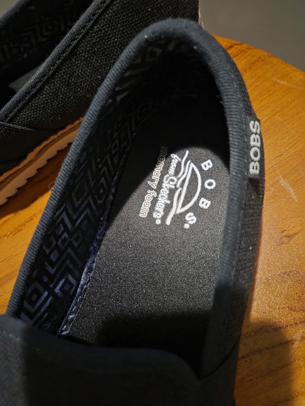 BOBS from Skechers Black Canvas Slip-On Sneakers with Natural Trim - Picture 3 of 3